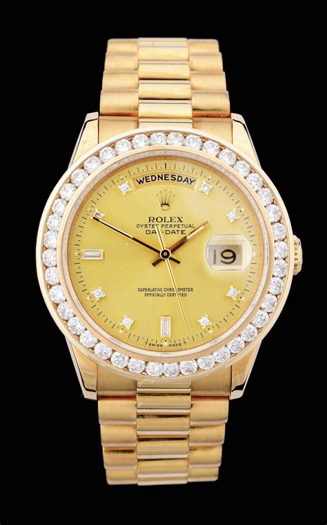 rolex day date gold diamond bezel price|18k presidential rolex diamond bezel.